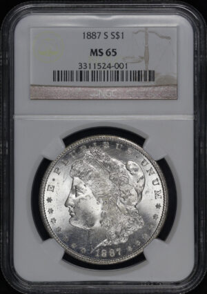 Obverse of this 1887-S Morgan Dollar NGC MS-65
