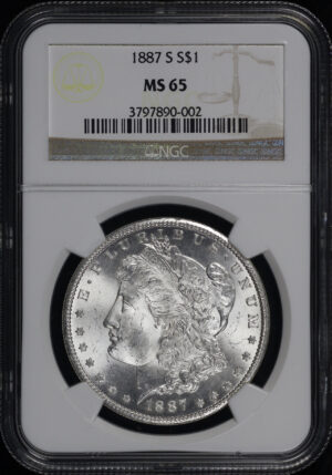 Obverse of this 1887-S Morgan Dollar NGC MS-65