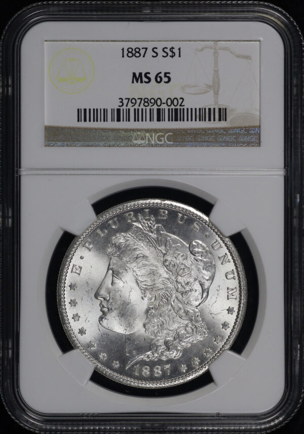 Obverse of this 1887-S Morgan Dollar NGC MS-65