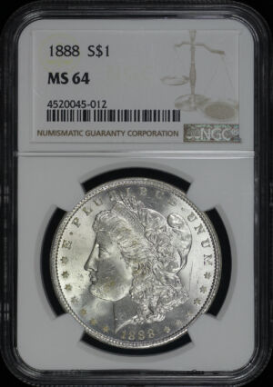 Obverse of this 1888 Morgan Dollar NGC MS-64