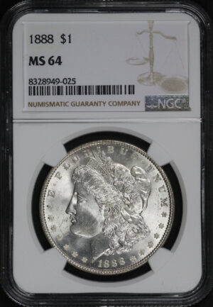 Obverse of this 1888 Morgan Dollar NGC MS-64