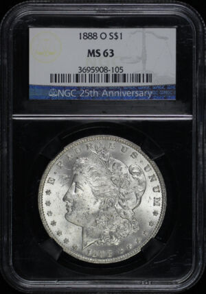 Obverse of this 1888-O Morgan Dollar NGC MS-63 25th Anniversary Black Core