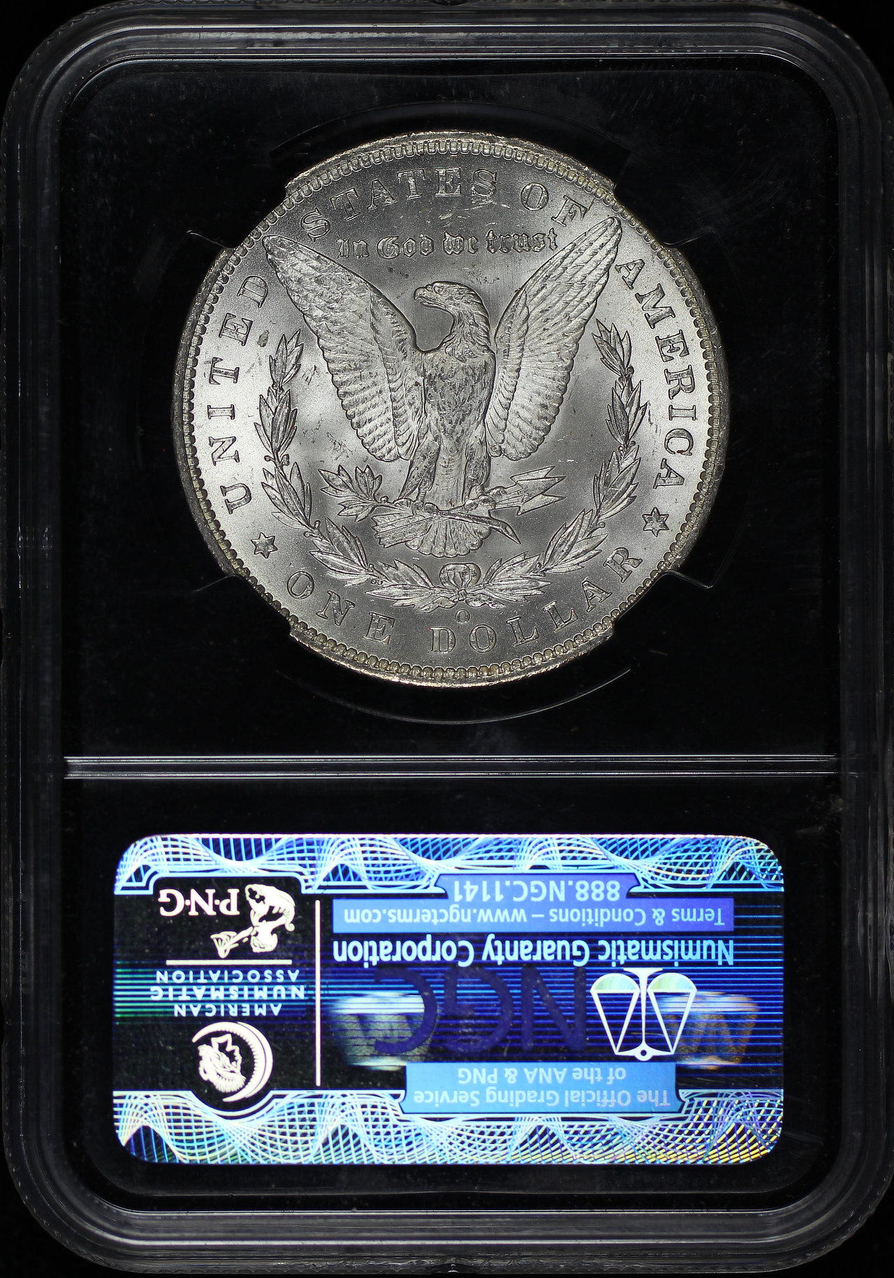 Reverse of this 1888-O Morgan Dollar NGC MS-63 25th Anniversary Black Core
