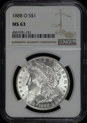 Obverse of this 1888-O Morgan Dollar NGC MS-63