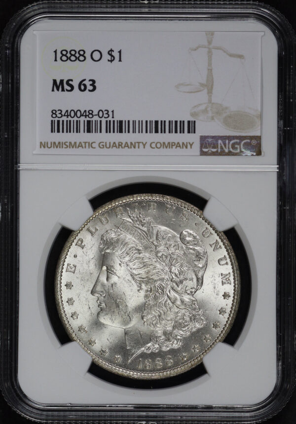 Obverse of this 1888-O Morgan Dollar NGC MS-63