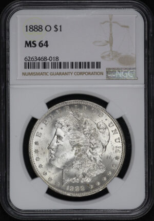 Obverse of this 1888-O Morgan Dollar NGC MS-64