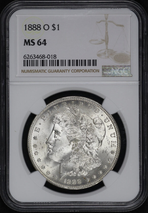 Obverse of this 1888-O Morgan Dollar NGC MS-64