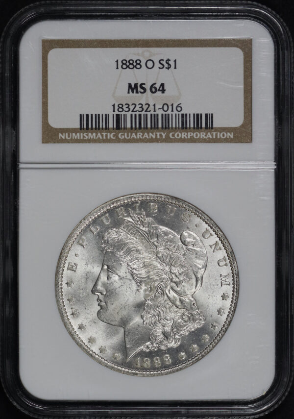 Obverse of this 1888-O Morgan Dollar NGC MS-64