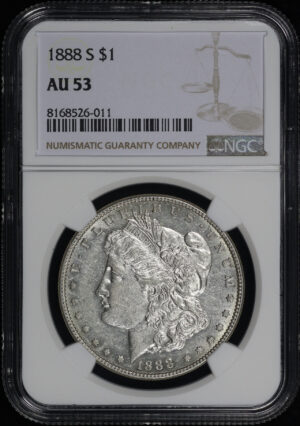 Obverse of this 1888-S Morgan Dollar NGC AU-53