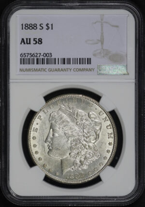 Obverse of this 1888-S Morgan Dollar NGC AU-58