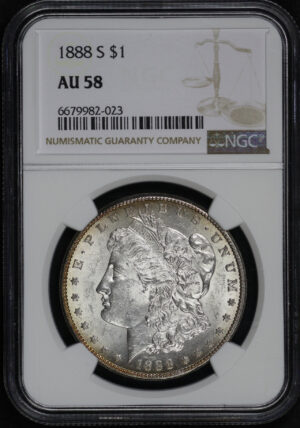 Obverse of this 1888-S Morgan Dollar NGC AU-58