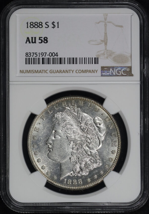 Obverse of this 1888-S Morgan Dollar NGC AU-58
