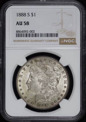 Obverse of this 1888-S Morgan Dollar NGC AU-58