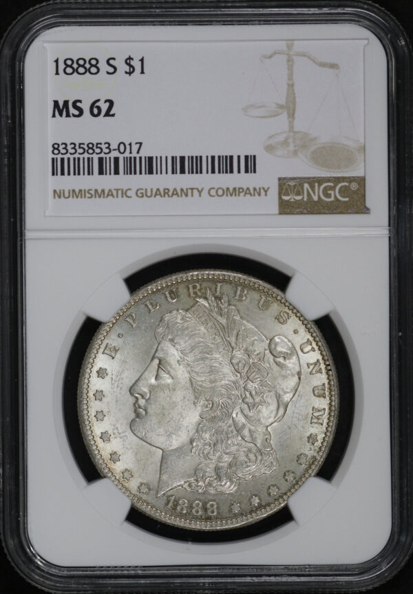 Obverse of this 1888-S Morgan Dollar NGC MS-62