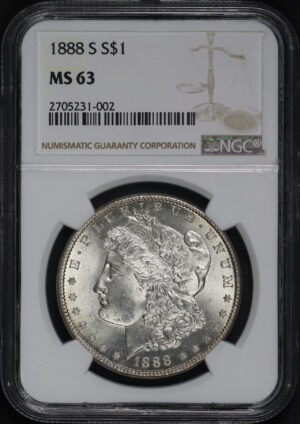 Obverse of this 1888-S Morgan Dollar NGC MS-63