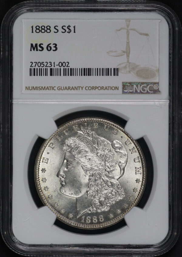 Obverse of this 1888-S Morgan Dollar NGC MS-63