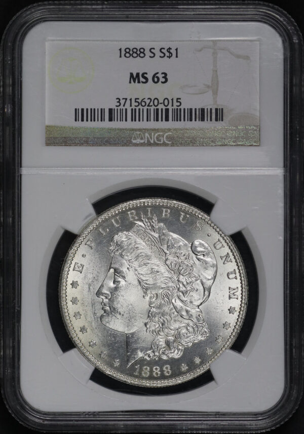 Obverse of this 1888-S Morgan Dollar NGC MS-63