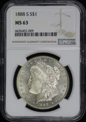 Obverse of this 1888-S Morgan Dollar NGC MS-63