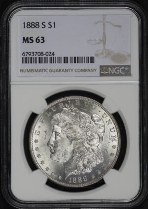Obverse of this 1888-S Morgan Dollar NGC MS-63