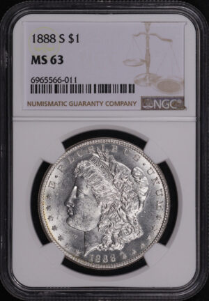 Obverse of this 1888-S Morgan Dollar NGC MS-63