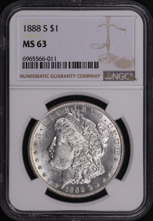Obverse of this 1888-S Morgan Dollar NGC MS-63