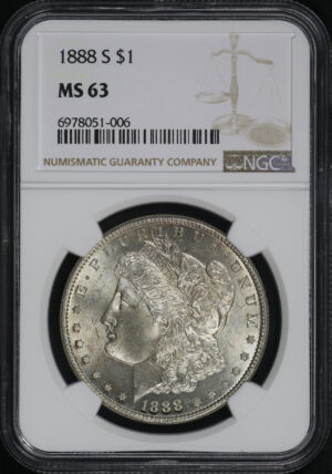 Obverse of this 1888-S Morgan Dollar NGC MS-63