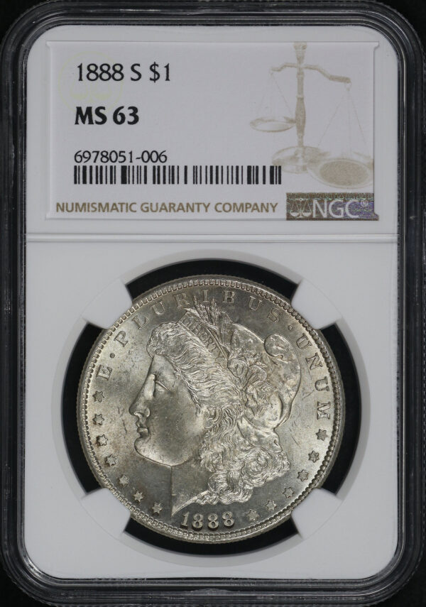 Obverse of this 1888-S Morgan Dollar NGC MS-63