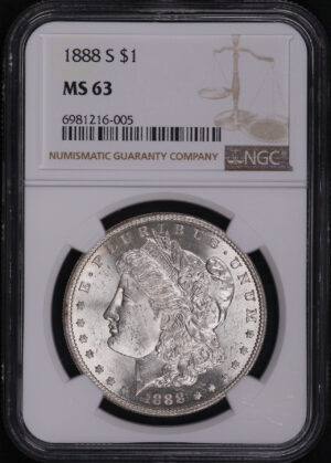 Obverse of this 1888-S Morgan Dollar NGC MS-63
