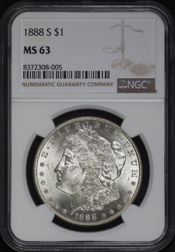 Obverse of this 1888-S Morgan Dollar NGC MS-63