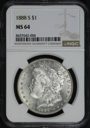 Obverse of this 1888-S Morgan Dollar NGC MS-64