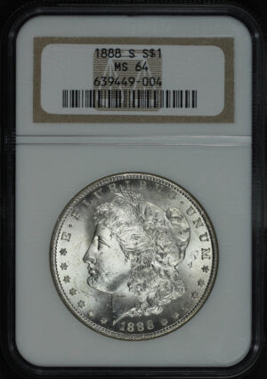 Obverse of this 1888-S Morgan Dollar NGC MS-64