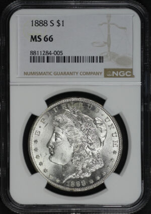 Obverse of this 1888-S Morgan Dollar NGC MS-66