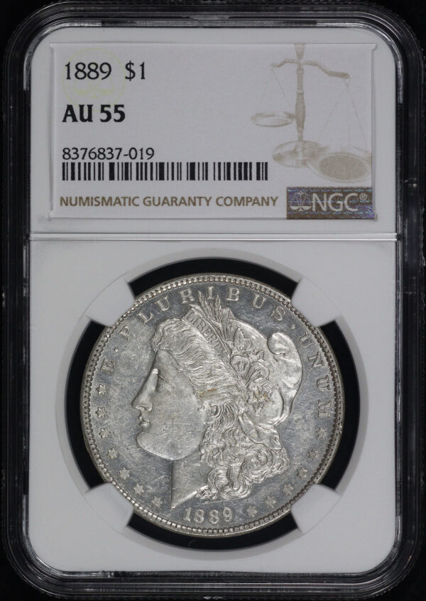 Obverse of this 1889 Morgan Dollar NGC AU-55
