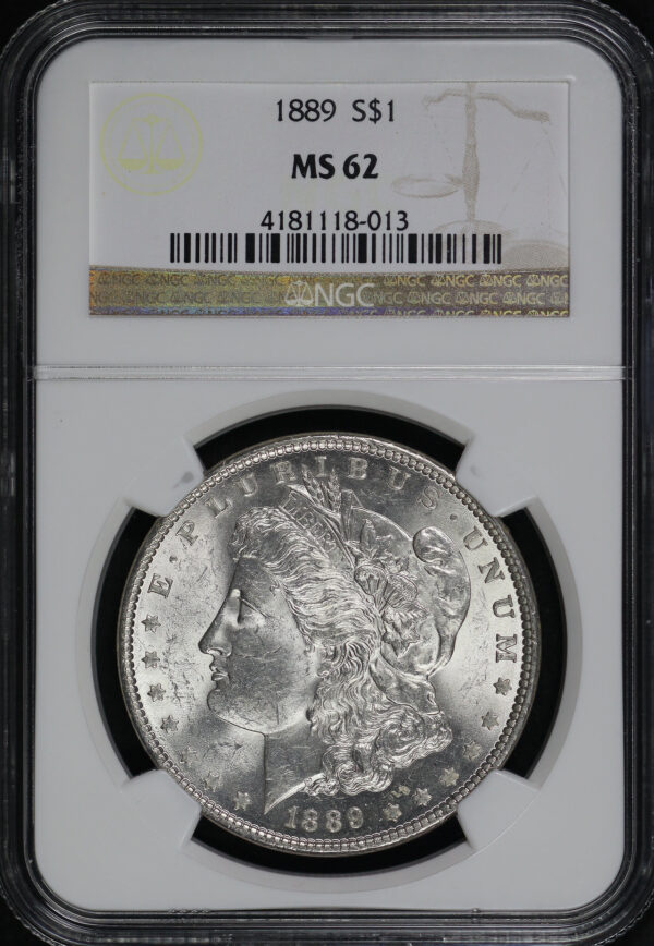 Obverse of this 1889 Morgan Dollar NGC MS-62