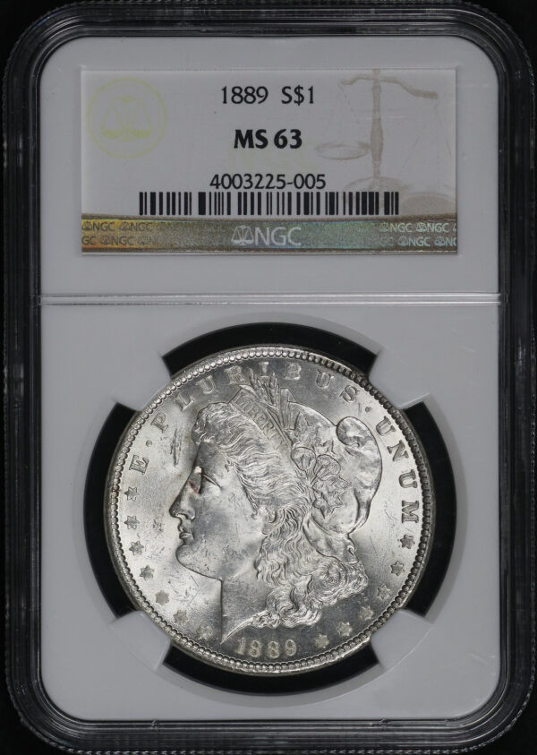 Obverse of this 1889 Morgan Dollar NGC MS-63