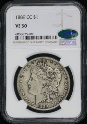 Obverse of this 1889-CC Morgan Dollar NGC VF-30 CAC