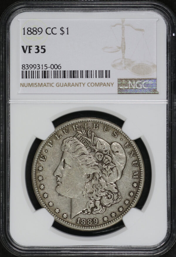 Obverse of this 1889-CC Morgan Dollar NGC VF-35