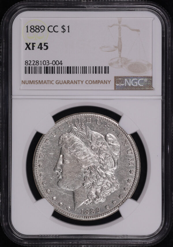 Obverse of this 1889-CC Morgan Dollar NGC XF-45