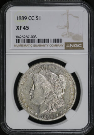 Obverse of this 1889-CC Morgan Dollar NGC XF-45
