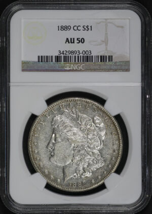 Obverse of this 1889-CC Morgan Dollar NGC AU-50