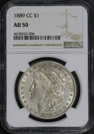 Obverse of this 1889-CC Morgan Dollar NGC AU-50