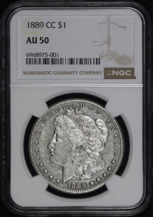 Obverse of this 1889-CC Morgan Dollar NGC AU-50