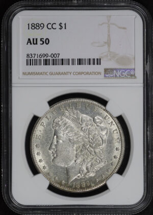 Obverse of this 1889-CC Morgan Dollar NGC AU-50