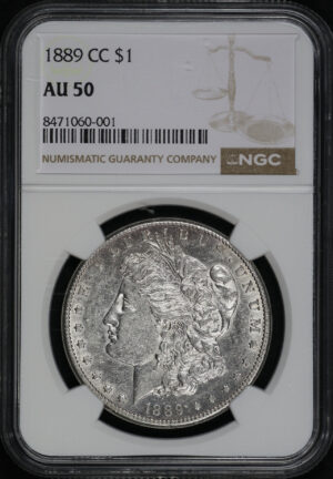 Obverse of this 1889-CC Morgan Dollar NGC AU-50