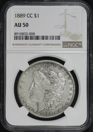 Obverse of this 1889-CC Morgan Dollar NGC AU-50