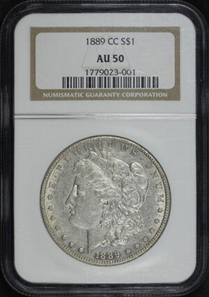 Obverse of this 1889-CC Morgan Dollar NGC AU-50