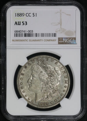 Obverse of this 1889-CC Morgan Dollar NGC AU-53