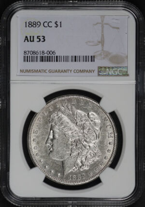 Obverse of this 1889-CC Morgan Dollar NGC AU-53