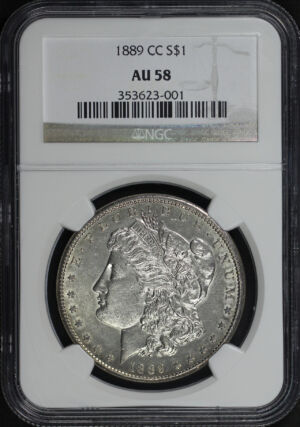 Obverse of this 1889-CC Morgan Dollar NGC AU-58