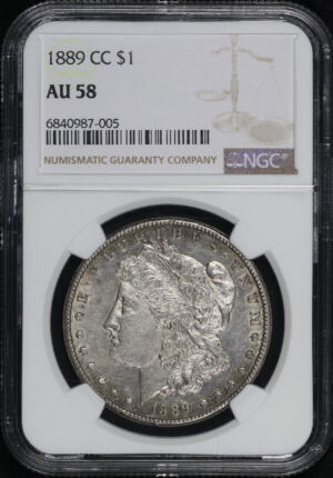 Obverse of this 1889-CC Morgan Dollar NGC AU-58